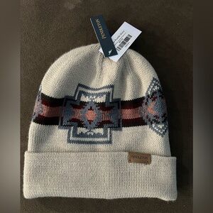 Pendleton Ivory Knit Beanie with Multicolor Southwestern Band